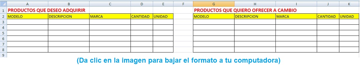 Formato para trueque